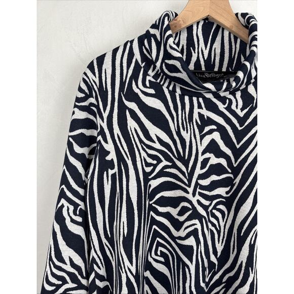 NEW Liza Byrd Haley Abstract Cowl Neck Sweater Large Womens Blue Gray Relaxed - Picture 5 of 12